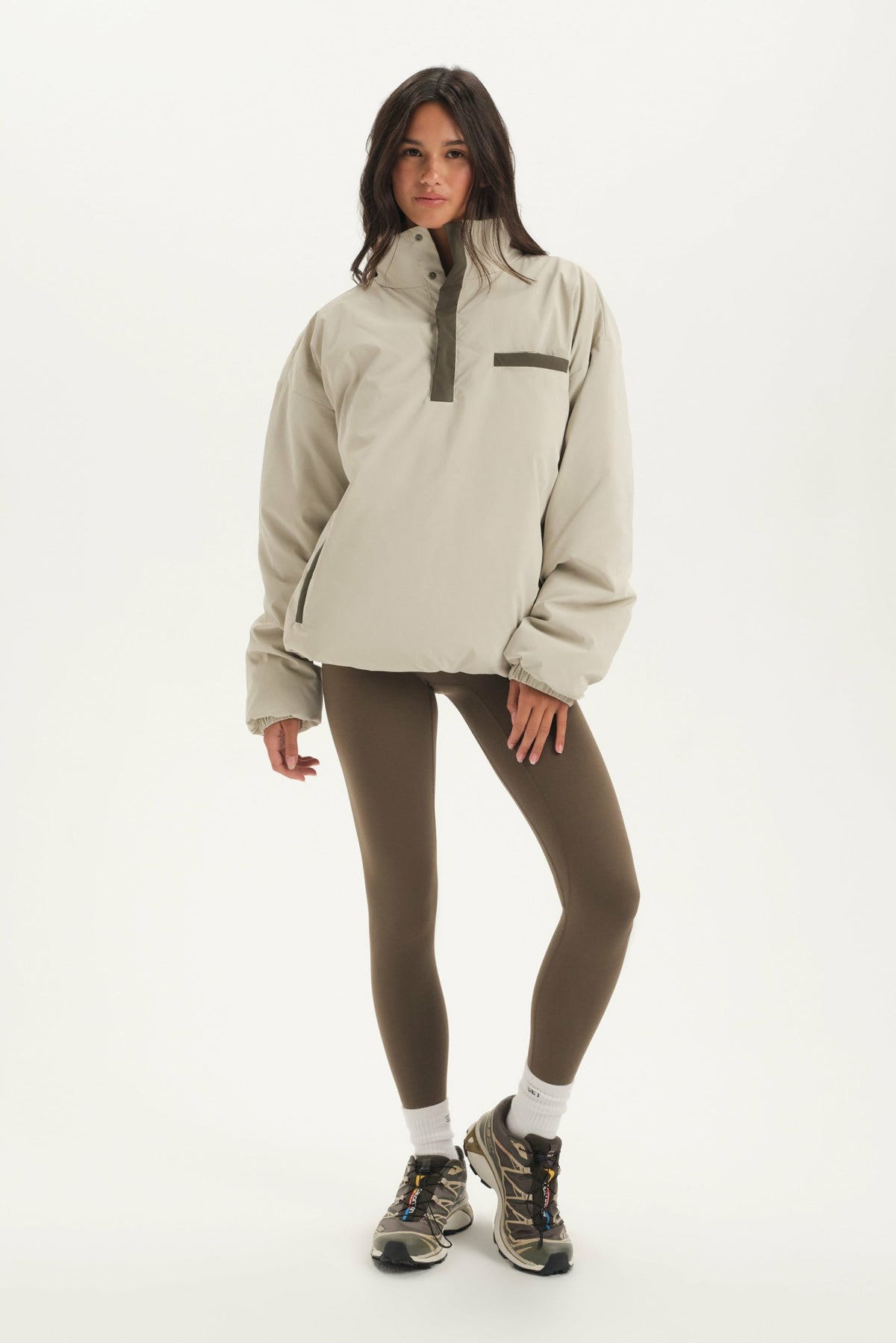 SET ACTIVE NYLON PUFF QUARTER SNAP JACKET - SPARROW