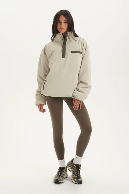 SET ACTIVE NYLON PUFF QUARTER SNAP JACKET - SPARROW