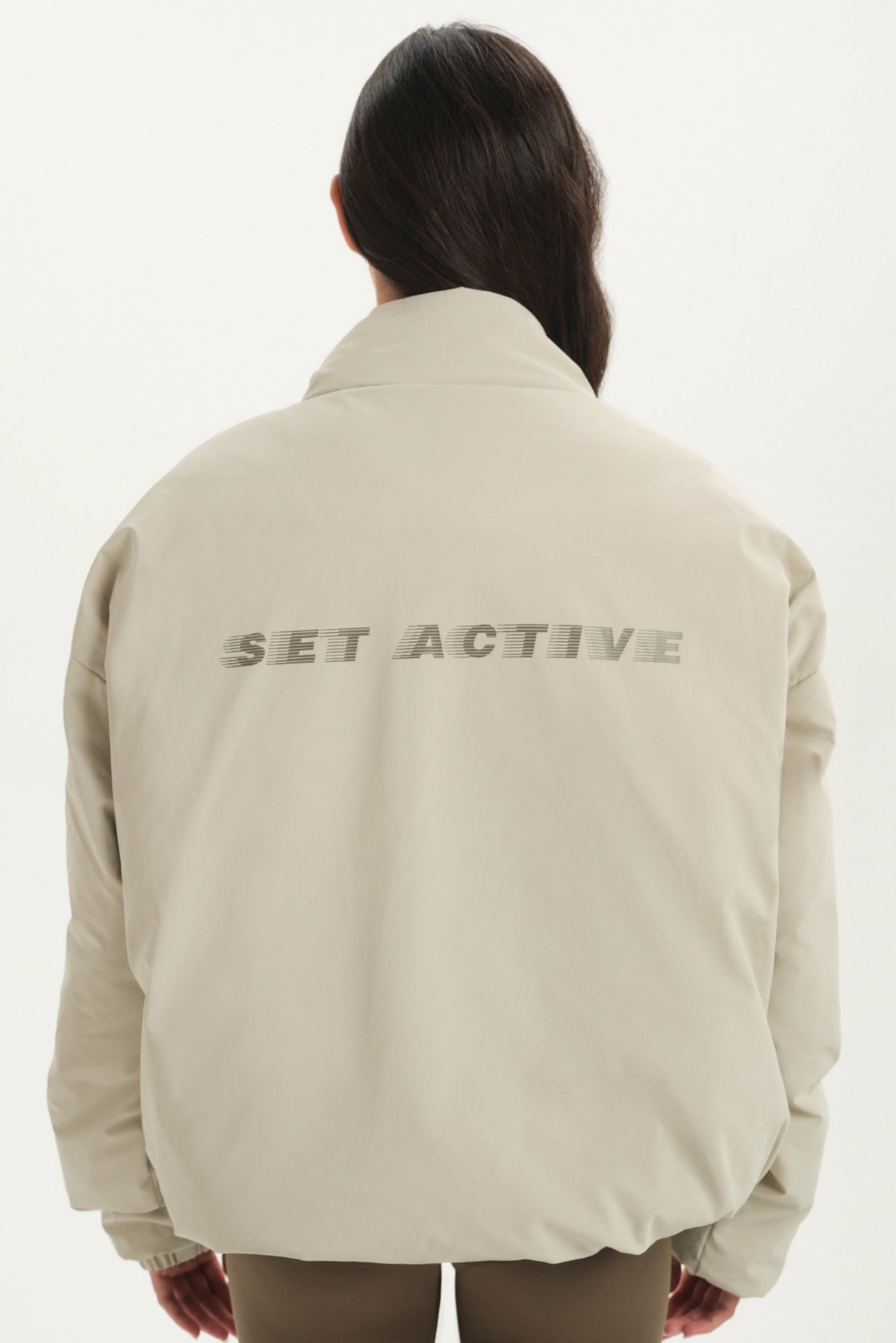 SET ACTIVE NYLON PUFF QUARTER SNAP JACKET - SPARROW