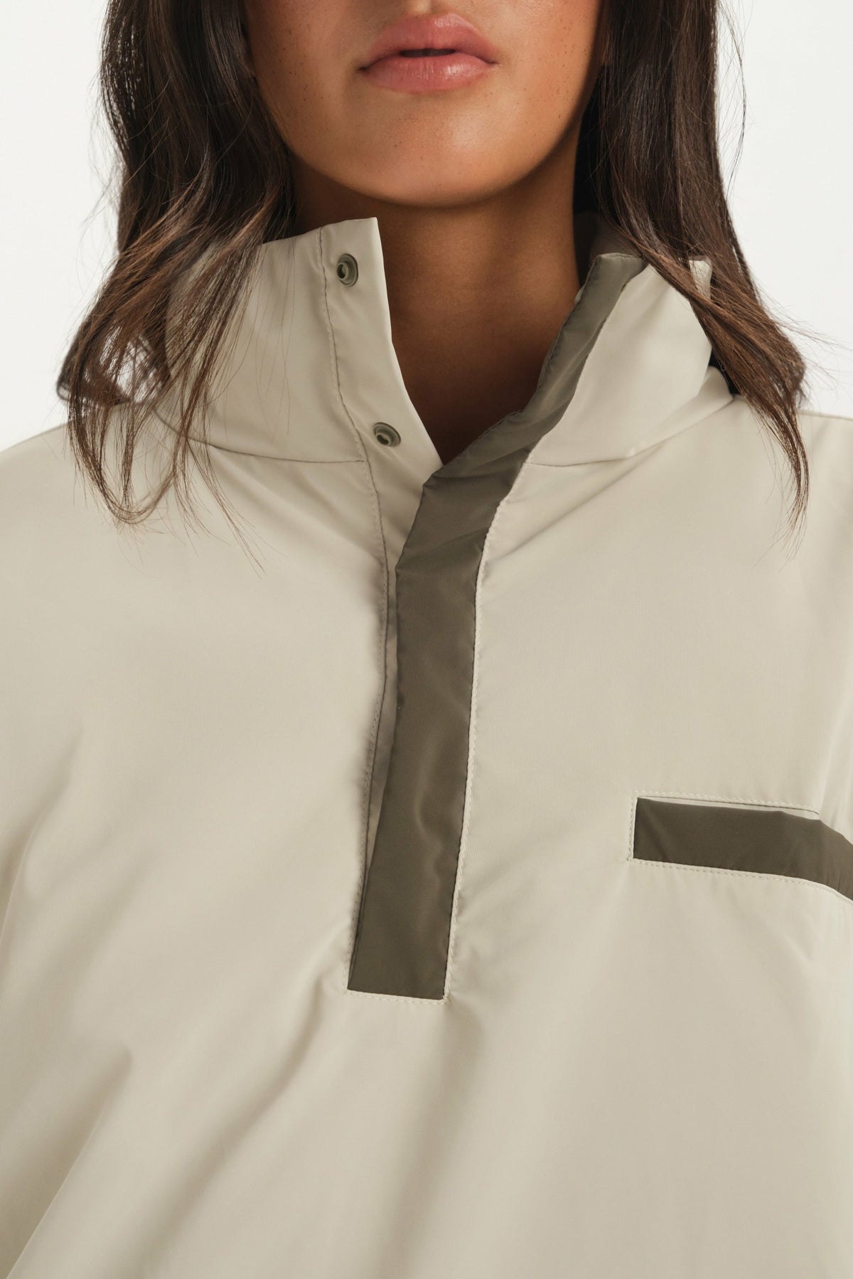 SET ACTIVE NYLON PUFF QUARTER SNAP JACKET - SPARROW
