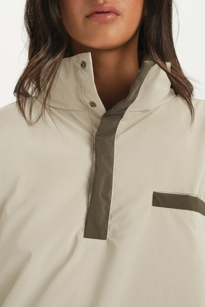 SET ACTIVE NYLON PUFF QUARTER SNAP JACKET - SPARROW
