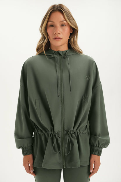 SET ACTIVE NYLON TRACK CINCHED WINDBREAKER - GROTTO