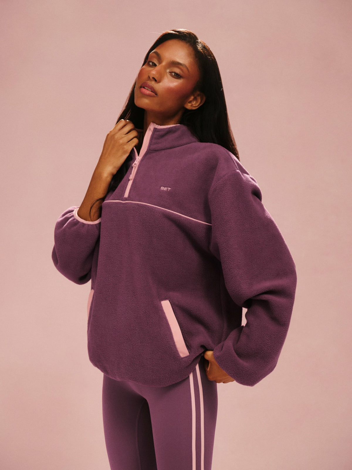 SET ACTIVE MICROFLEECE HALF ZIP - ROSEBUD