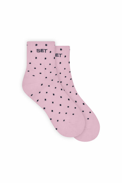 SET ACTIVE SET POLKA DOT SHORTY SOCKS - PINK CONFETTI