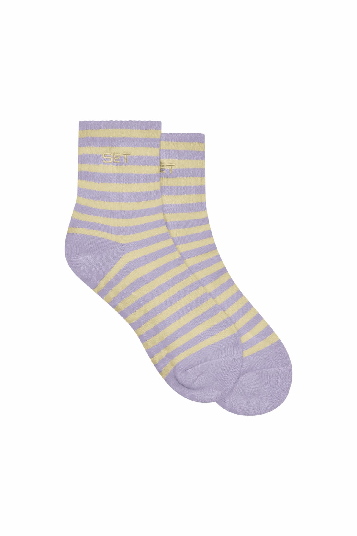 SET ACTIVE SET STRIPE SHORTY GRIP SOCKS - BUTTERCREAM