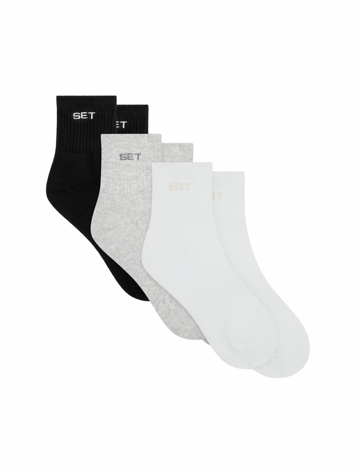 SET ACTIVE SET SHORTY SOCKS (3 PACK) - WHITE/HEATHER GREY/ONYX