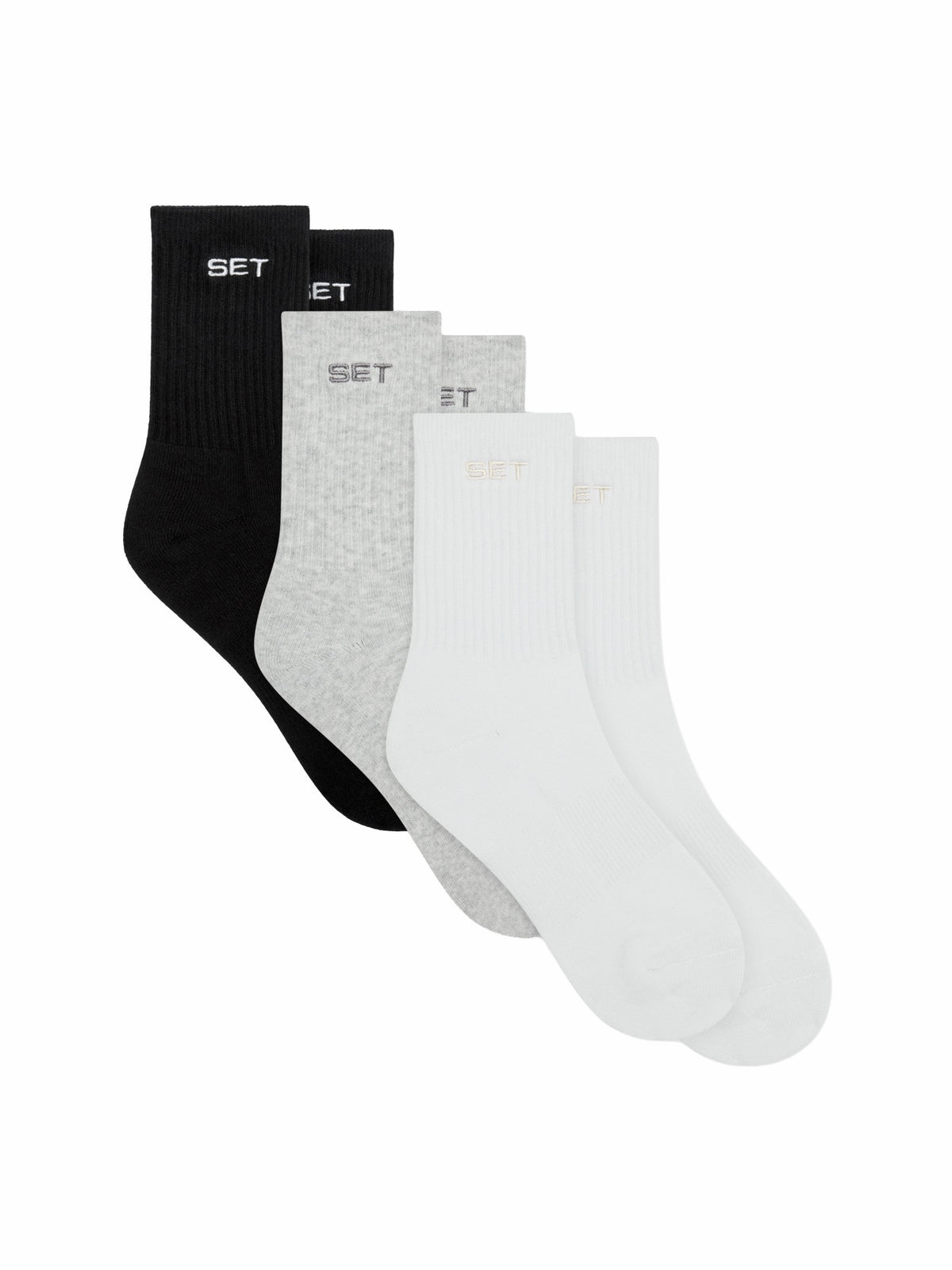 SET ACTIVE SET SOCKS (3 PACK) - WHITE/HEATHER GREY/ONYX
