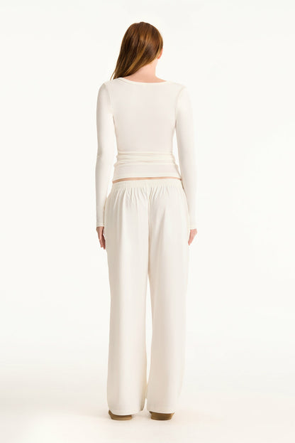 SET ACTIVE RIBBED MODAL BODY HENLEY - BLANC
