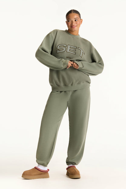SET ACTIVE MIDWEIGHT SWEATS STAPLE OLD SCHOOL SWEATPANTS - KELP