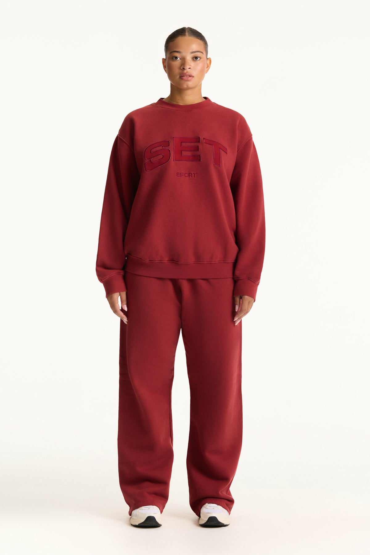 SET ACTIVE MIDWEIGHT SWEATS STAPLE STRAIGHT LEG SWEATPANTS - SNAPPER