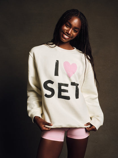 SET ACTIVE MIDWEIGHT SWEATS STAPLE I LOVE SET CREWNECK - ICING