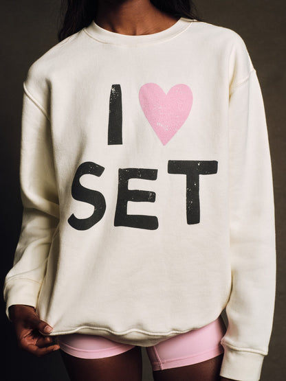 SET ACTIVE MIDWEIGHT SWEATS STAPLE I LOVE SET CREWNECK - ICING