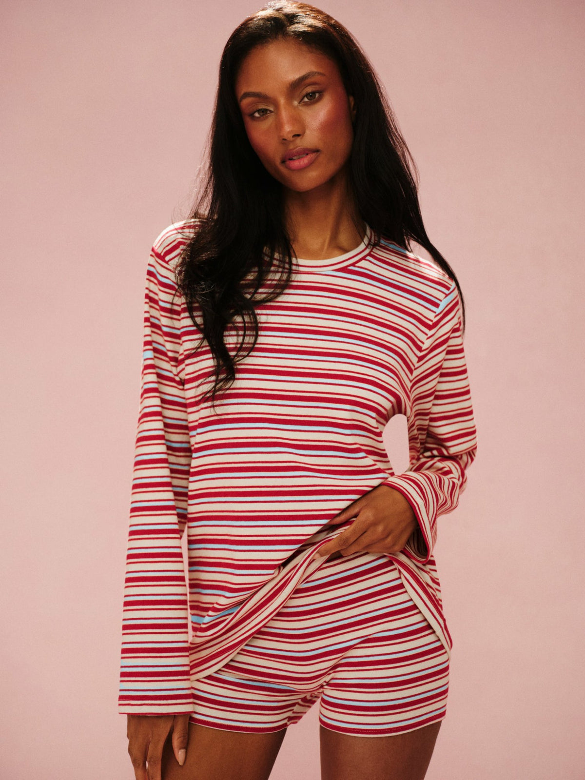 SET ACTIVE STRIPE JERSEY STRIPE OVERSIZED LONG SLEEVE - LYRIC