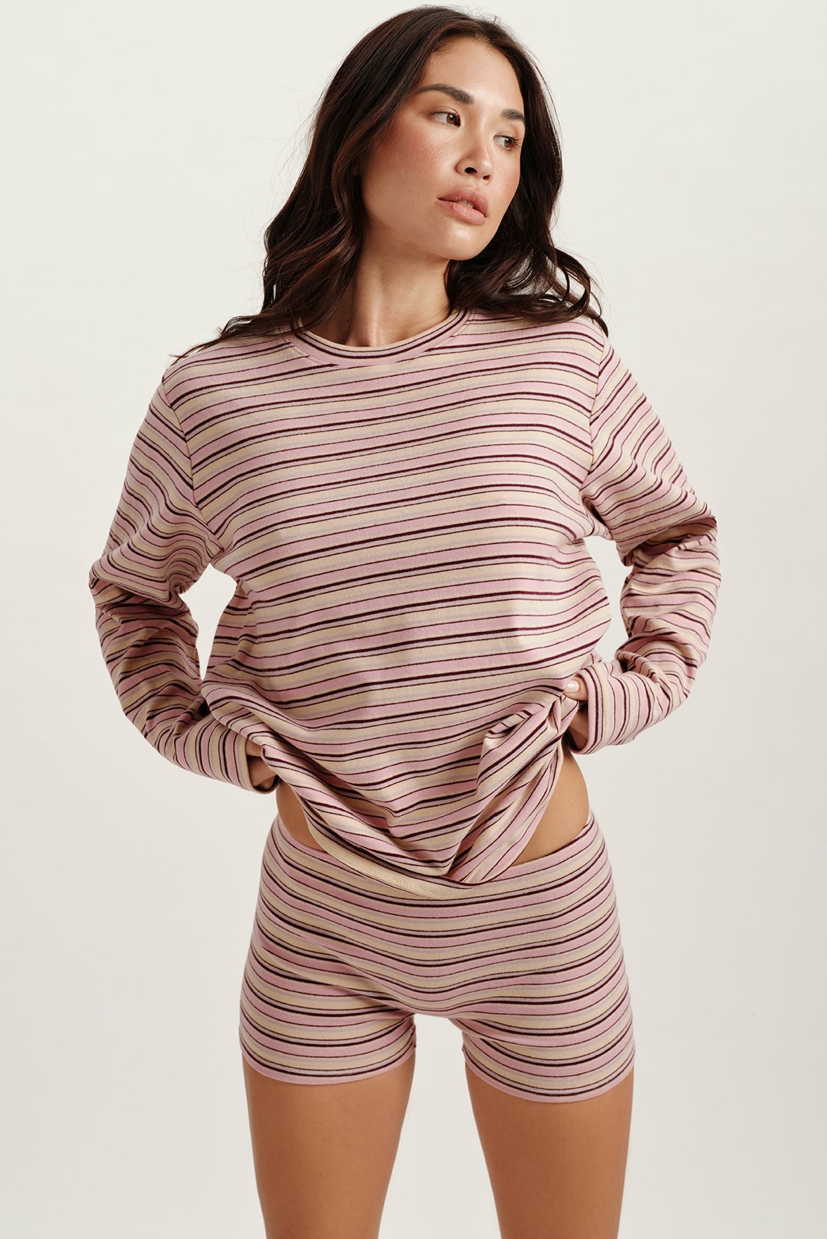 SET ACTIVE STRIPE JERSEY STRIPE OVERSIZED LONG SLEEVE - FLIRT