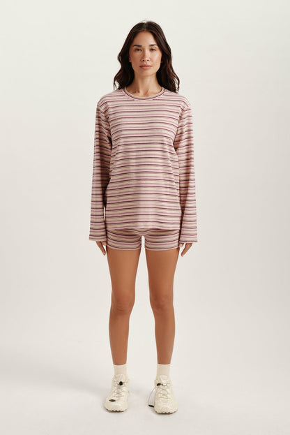 SET ACTIVE STRIPE JERSEY STRIPE SHORTS - FLIRT