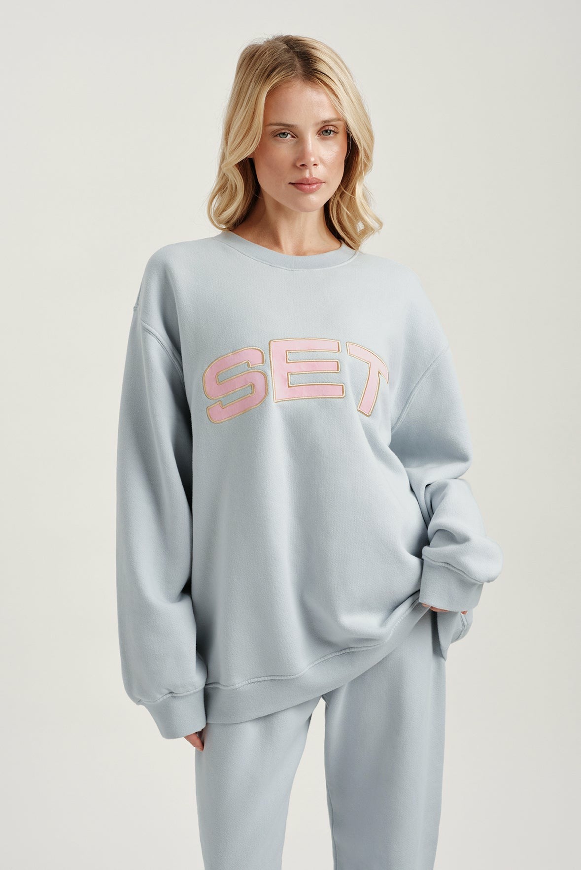 SET ACTIVE MIDWEIGHT SWEATS STAPLE SET CREWNECK - BLUSH