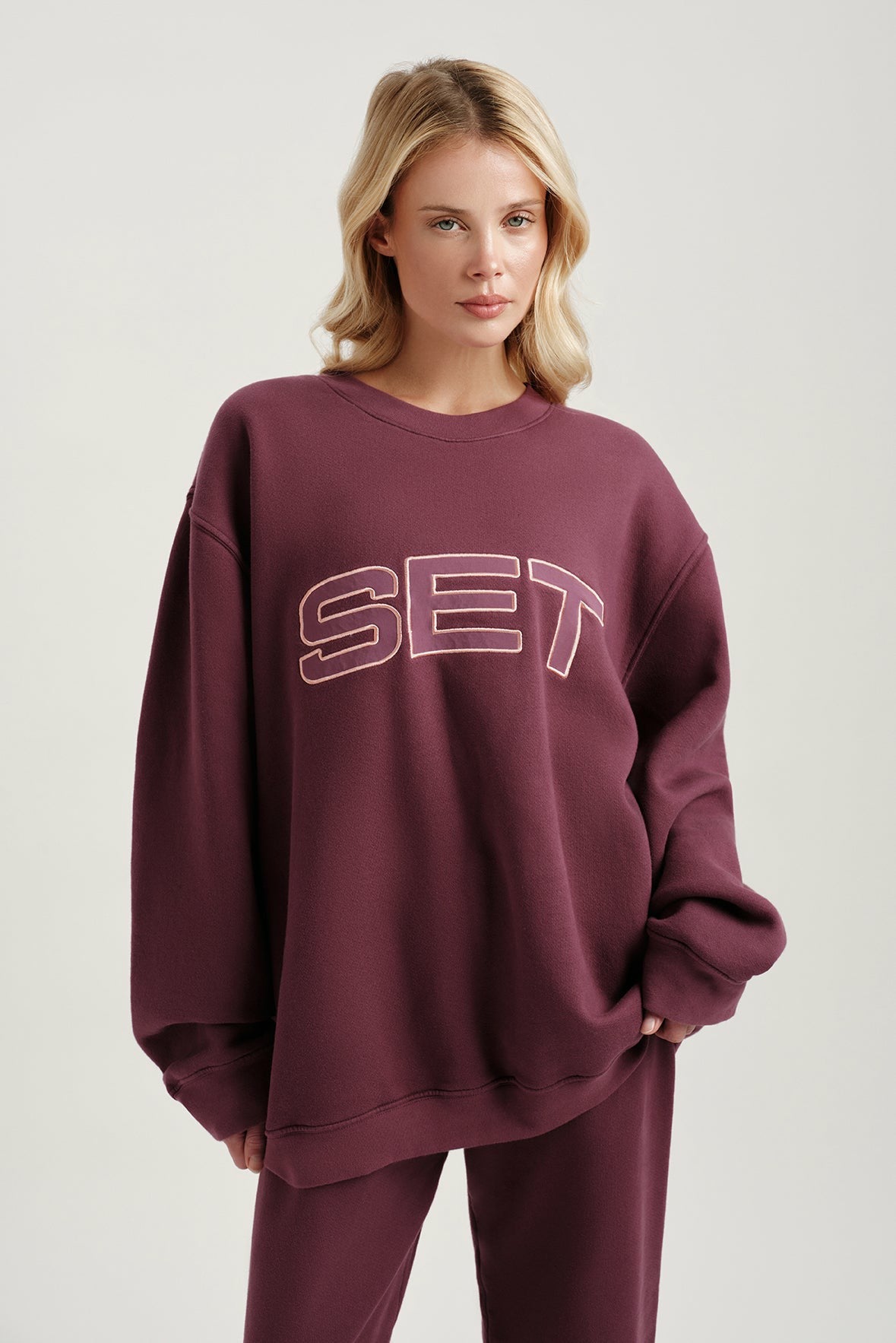 SET ACTIVE MIDWEIGHT SWEATS STAPLE SET CREWNECK - ROSEBUD