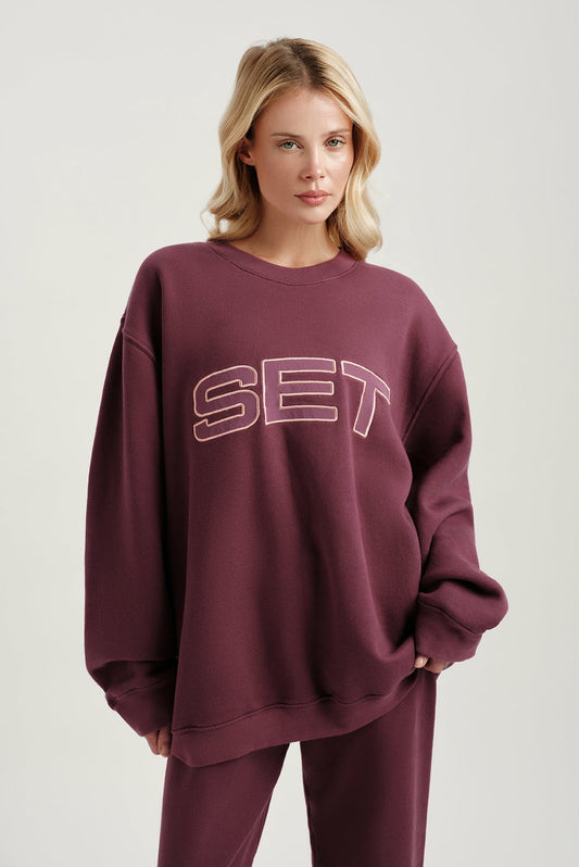 SET ACTIVE MIDWEIGHT SWEATS STAPLE SET CREWNECK - ROSEBUD