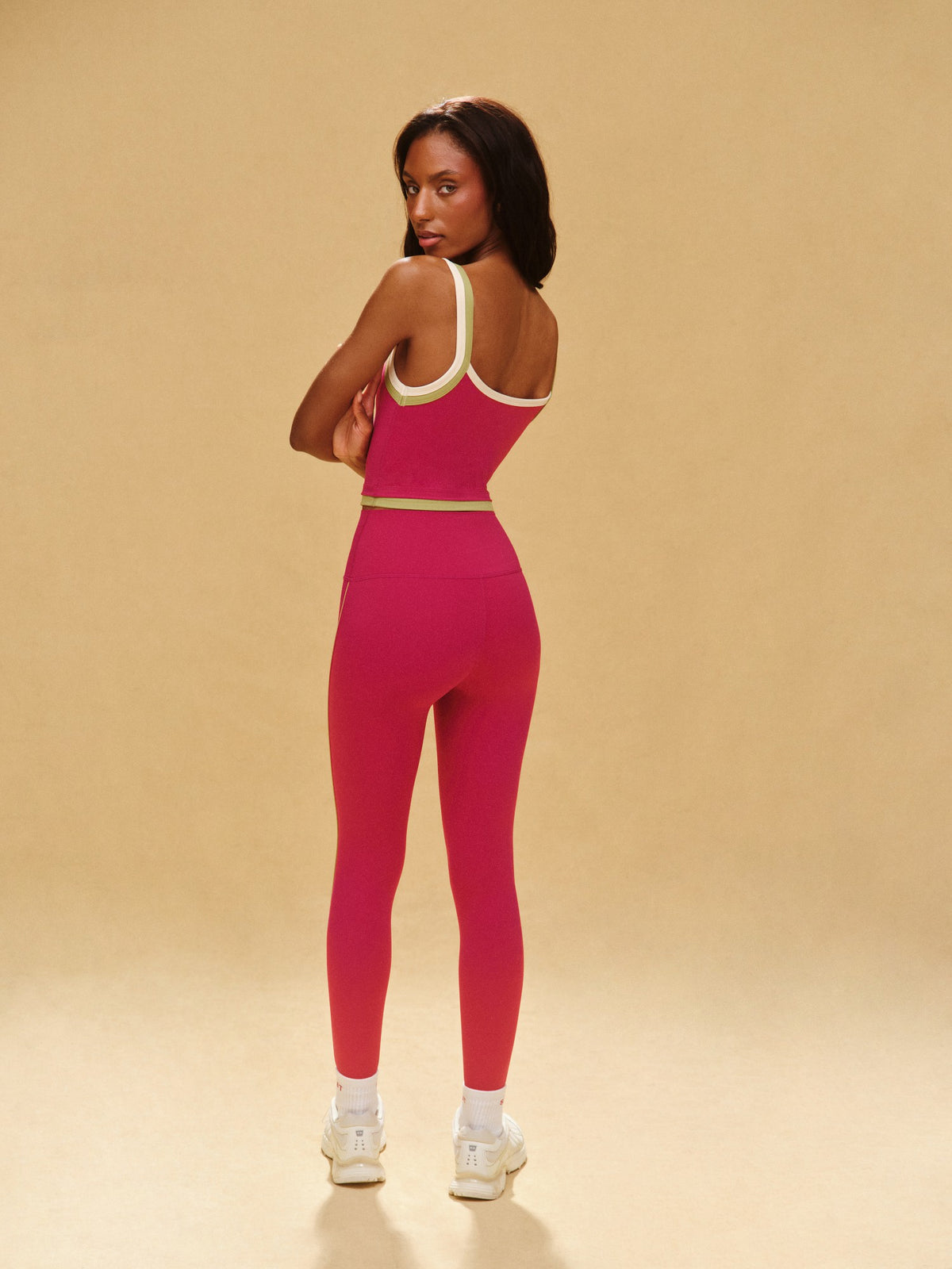 SET ACTIVE BREATHE 1.0 CONTRAST DOUBLE STRAP TANK - HIBISCUS