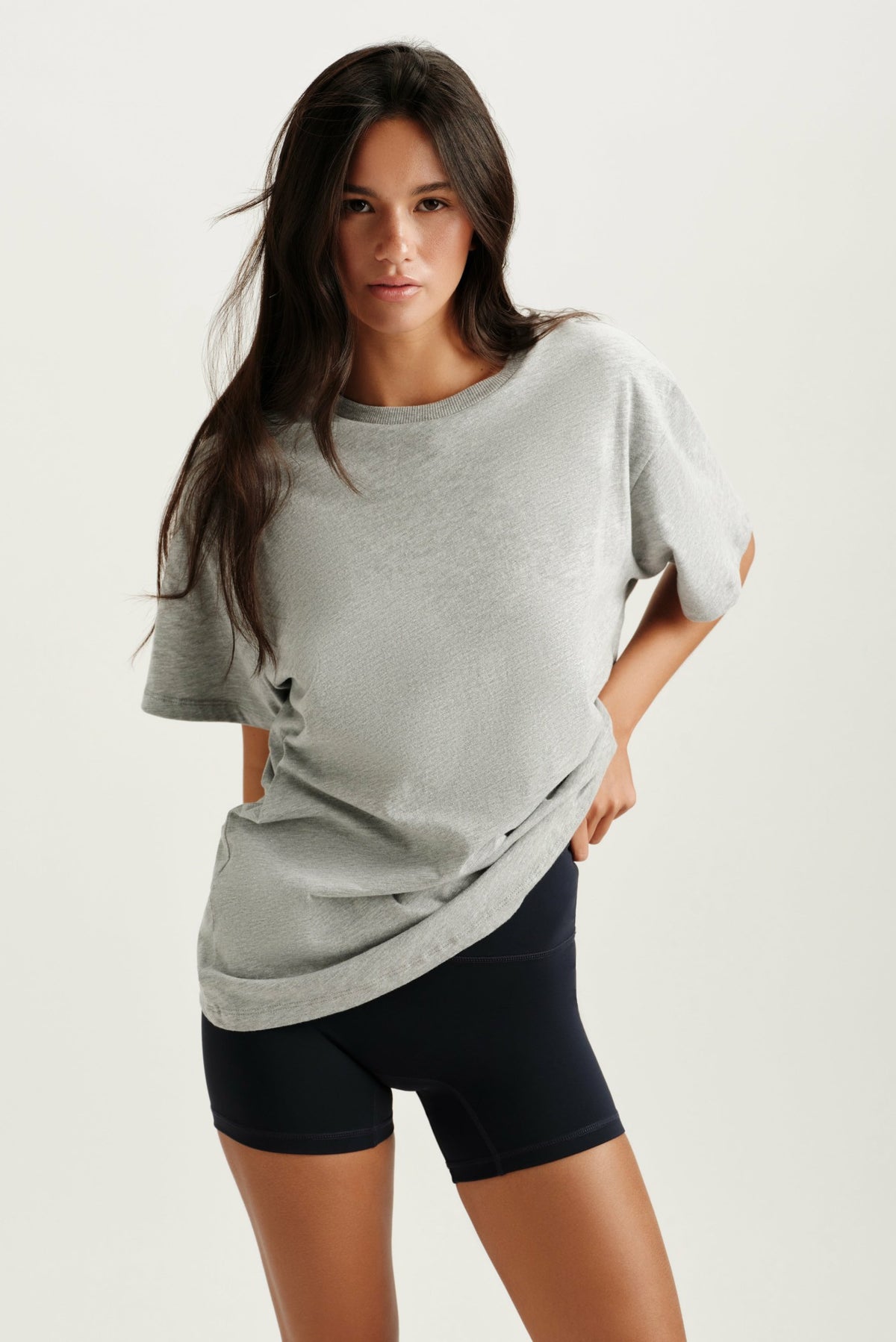 SET ACTIVE CLASSIC COTTON DAILY BOYFRIEND TEE - FOG HEATHER GREY
