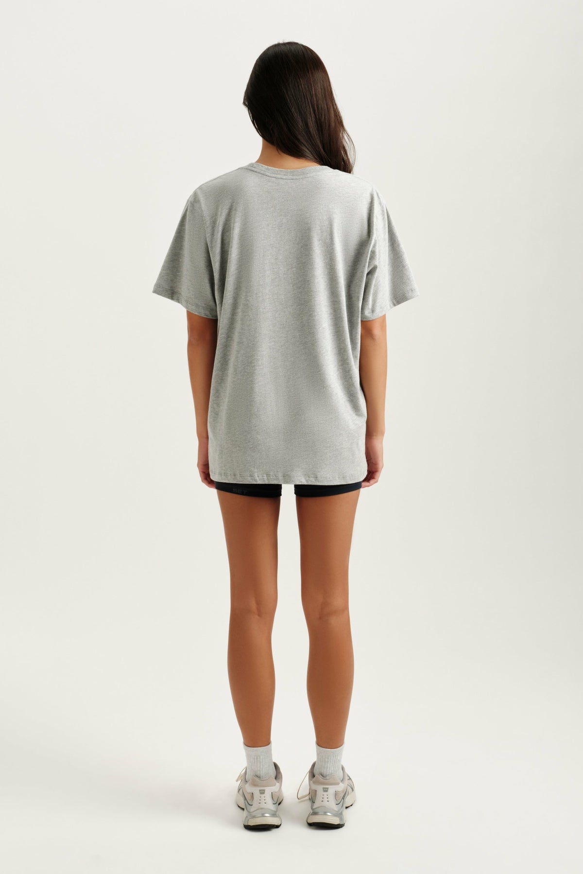 SET ACTIVE CLASSIC COTTON DAILY BOYFRIEND TEE - FOG HEATHER GREY