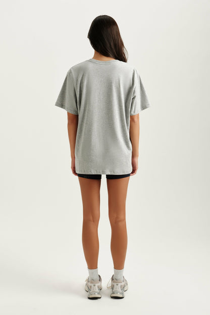 SET ACTIVE CLASSIC COTTON DAILY BOYFRIEND TEE - FOG HEATHER GREY