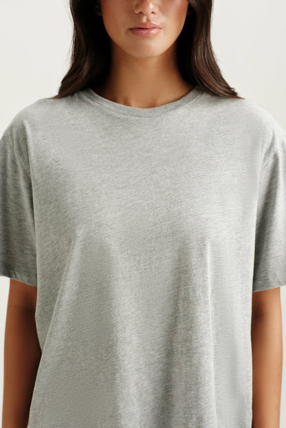 SET ACTIVE CLASSIC COTTON DAILY BOYFRIEND TEE - FOG HEATHER GREY