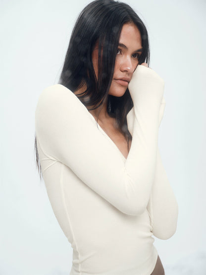SET ACTIVE RIBBED MODAL BODY HENLEY - DUST