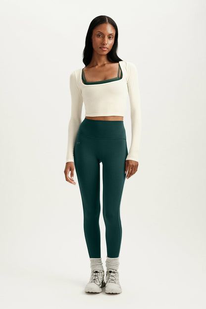 SET ACTIVE RIBBED MODAL BODY SQUARENECK LONG SLEEVE - DUST