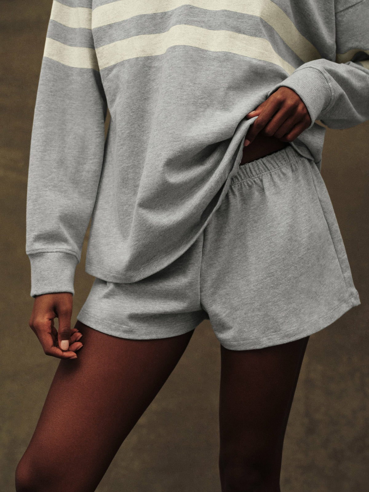 SET ACTIVE HEAVY COTTON EASY SHORTS - FOG HEATHER GREY