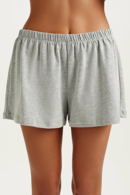 SET ACTIVE HEAVY COTTON EASY SHORTS - FOG HEATHER GREY