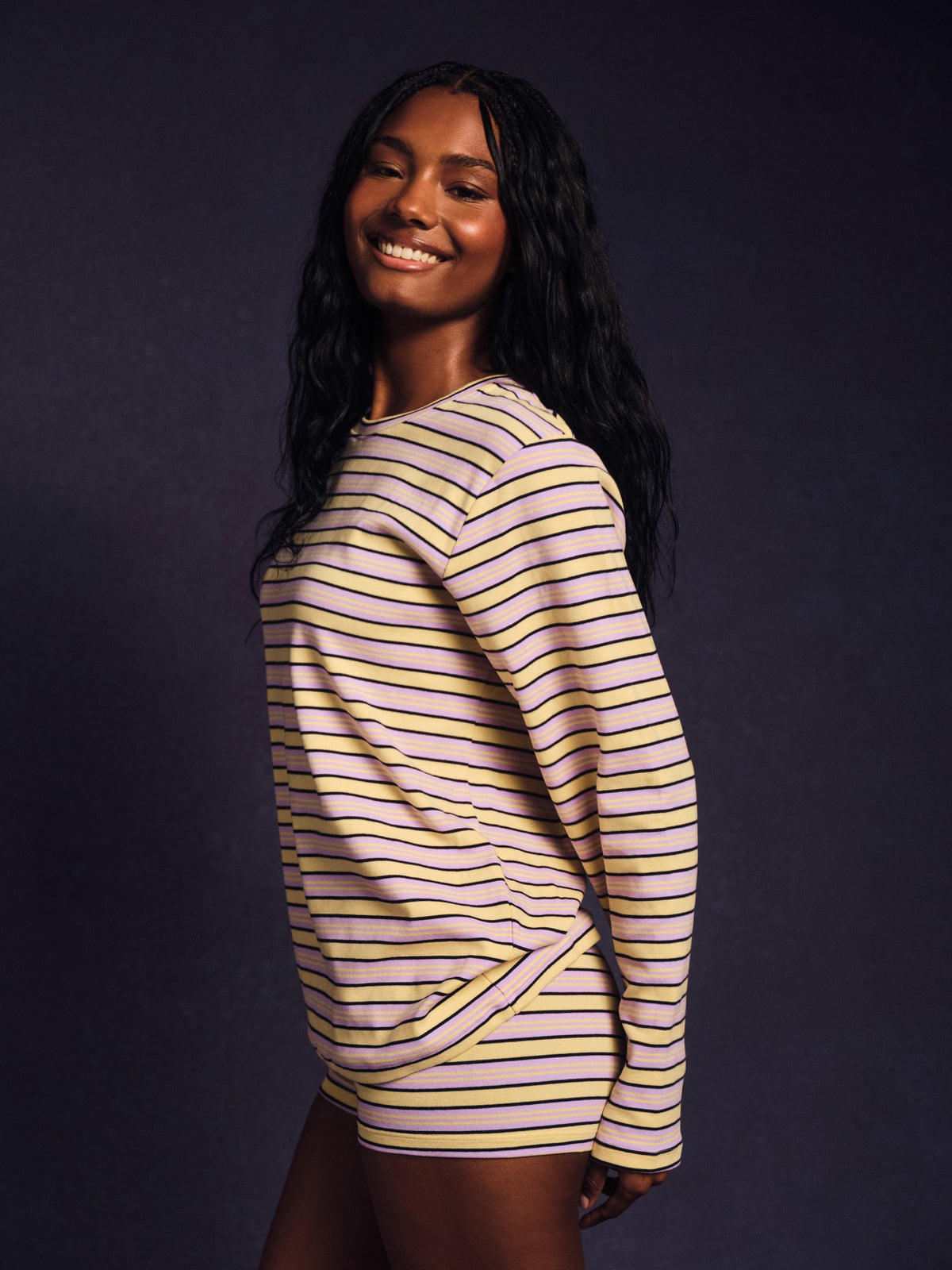 SET ACTIVE STRIPE JERSEY STRIPE OVERSIZED LONG SLEEVE - STREAMER