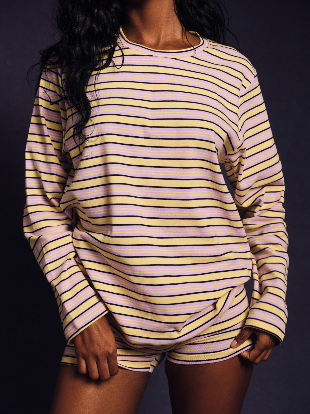 SET ACTIVE STRIPE JERSEY STRIPE OVERSIZED LONG SLEEVE - STREAMER