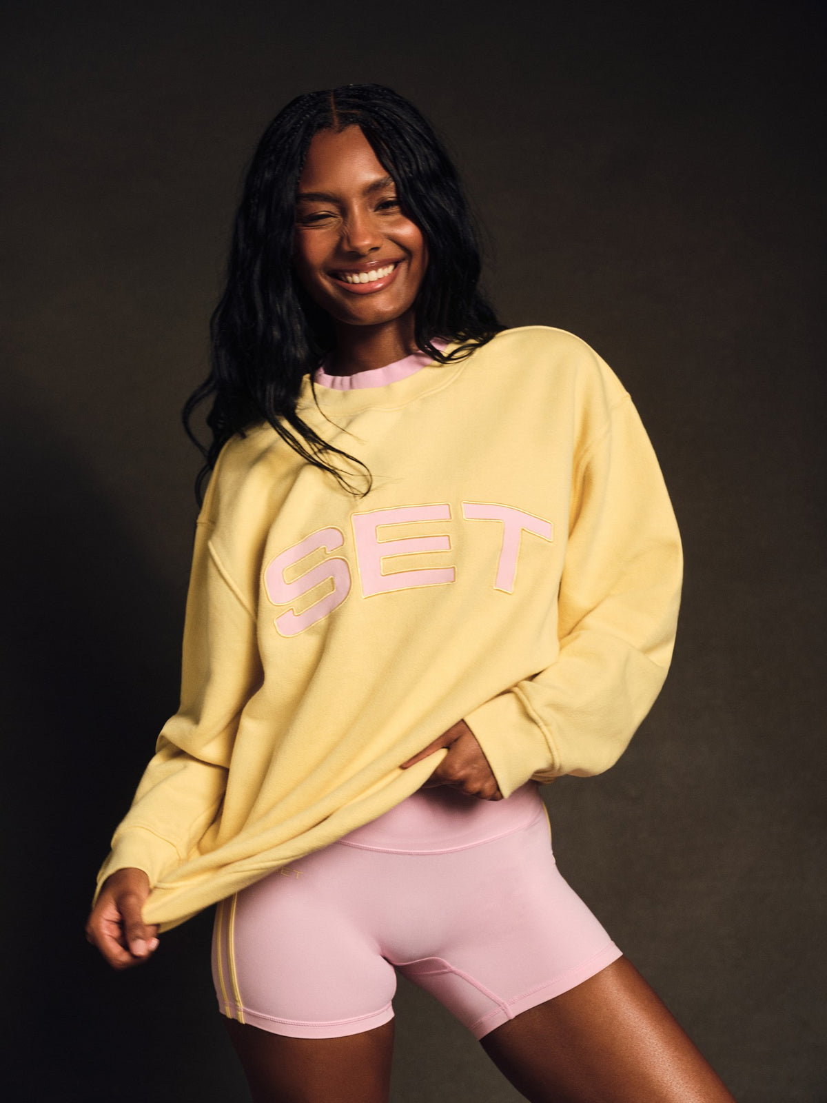 SET ACTIVE MIDWEIGHT SWEATS STAPLE SET LAYERED CREWNECK - TAFFY