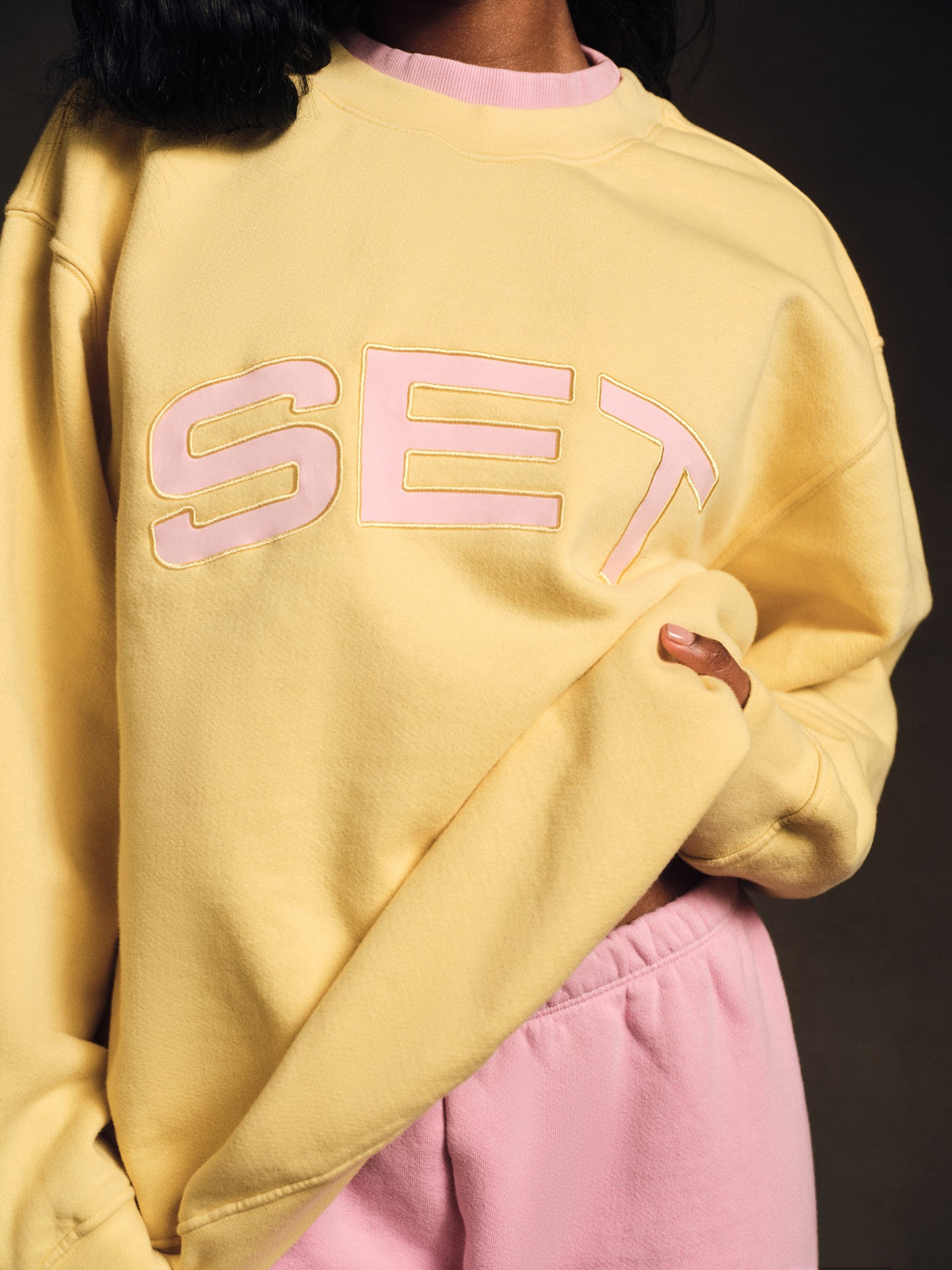 SET ACTIVE MIDWEIGHT SWEATS STAPLE SET LAYERED CREWNECK - TAFFY