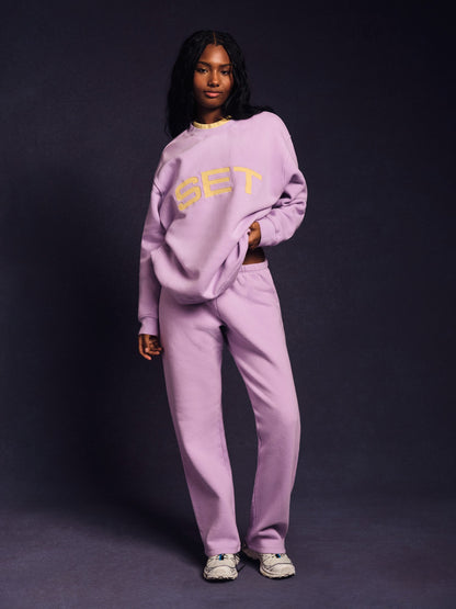 SET ACTIVE MIDWEIGHT SWEATS STAPLE SET LAYERED CREWNECK - BUTTERCREAM