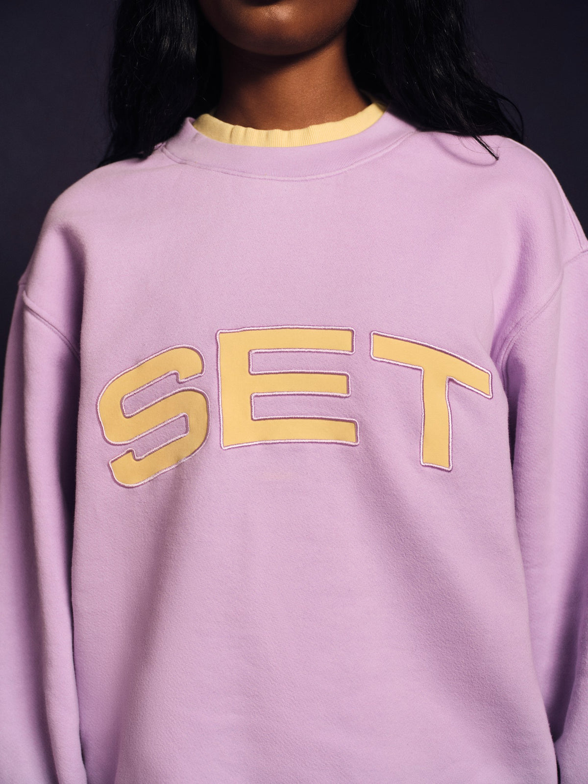 SET ACTIVE MIDWEIGHT SWEATS STAPLE SET LAYERED CREWNECK - BUTTERCREAM