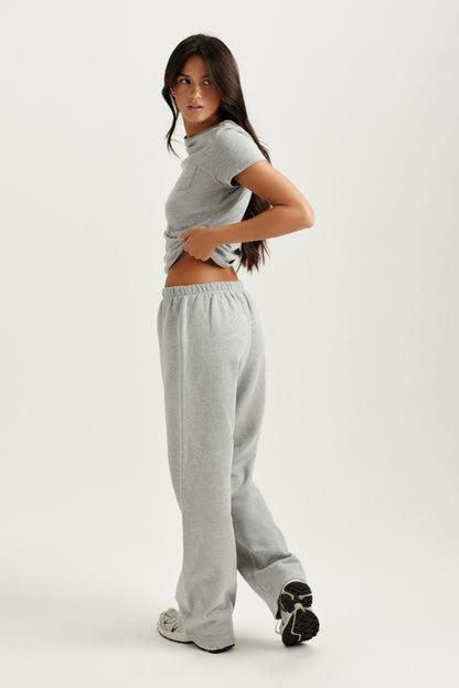 SET ACTIVE MIDWEIGHT SWEATS STAPLE STRAIGHT LEG SWEATPANTS - FOG HEATHER GREY