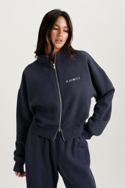 SET ACTIVE MIDWEIGHT SWEATS STAPLE SET FUNNEL ZIP - INDIGO