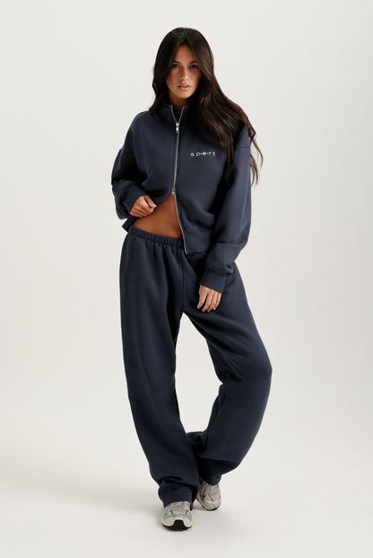SET ACTIVE MIDWEIGHT SWEATS STAPLE SET FUNNEL ZIP - INDIGO