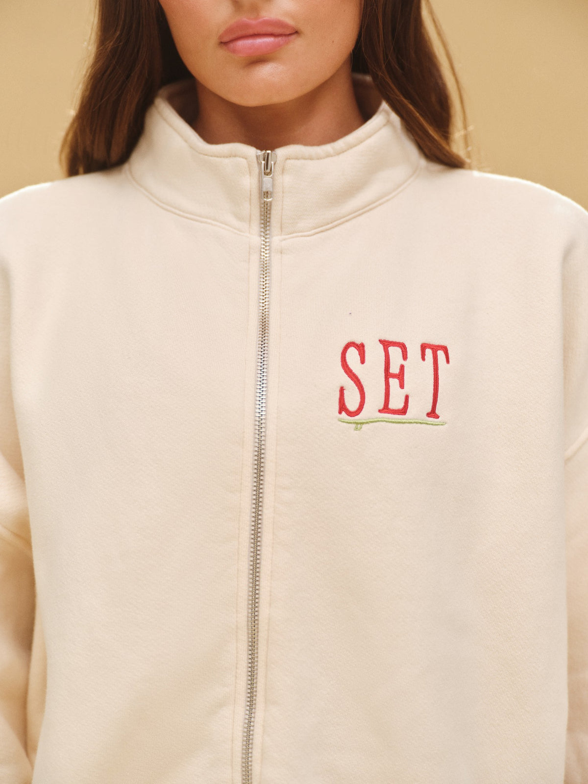 SET ACTIVE MIDWEIGHT SWEATS STAPLE SET RESORT FUNNEL ZIP - HIBISCUS