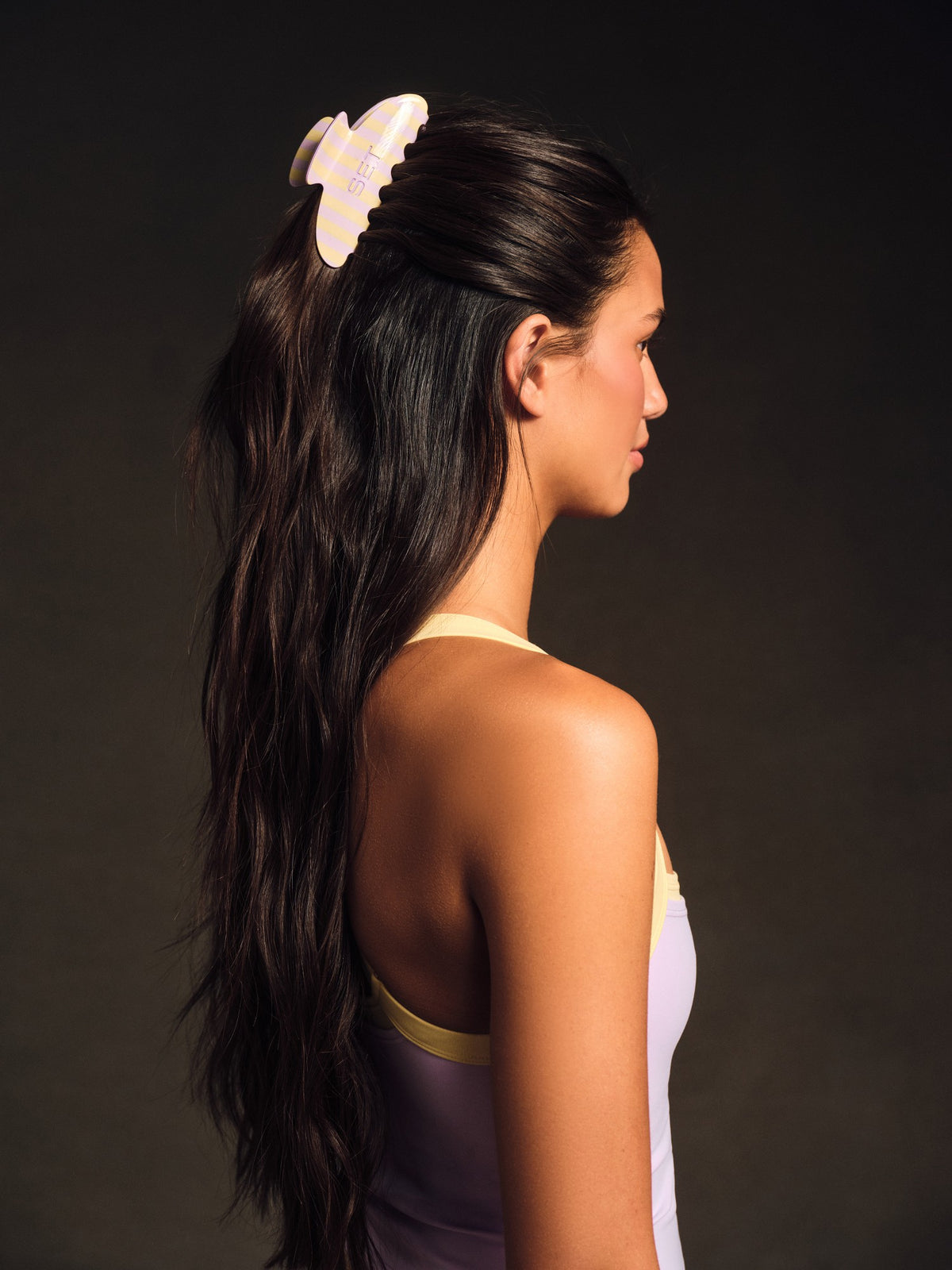 SET ACTIVE SET STRIPE CLAW CLIP - BUTTERCREAM