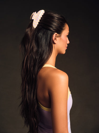 SET ACTIVE SET STRIPE CLAW CLIP - BUTTERCREAM