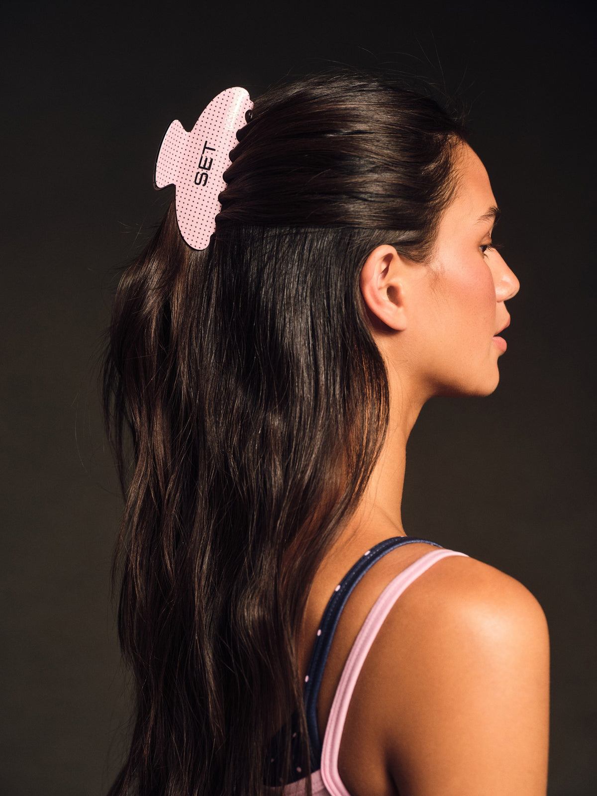 SET ACTIVE SET POLKA DOT CLAW CLIP - PINK CONFETTI