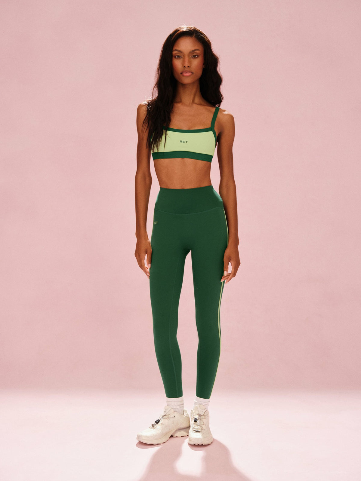 SET ACTIVE SPORTBODY® SPORTY STRIPE LEGGINGS - LAWN