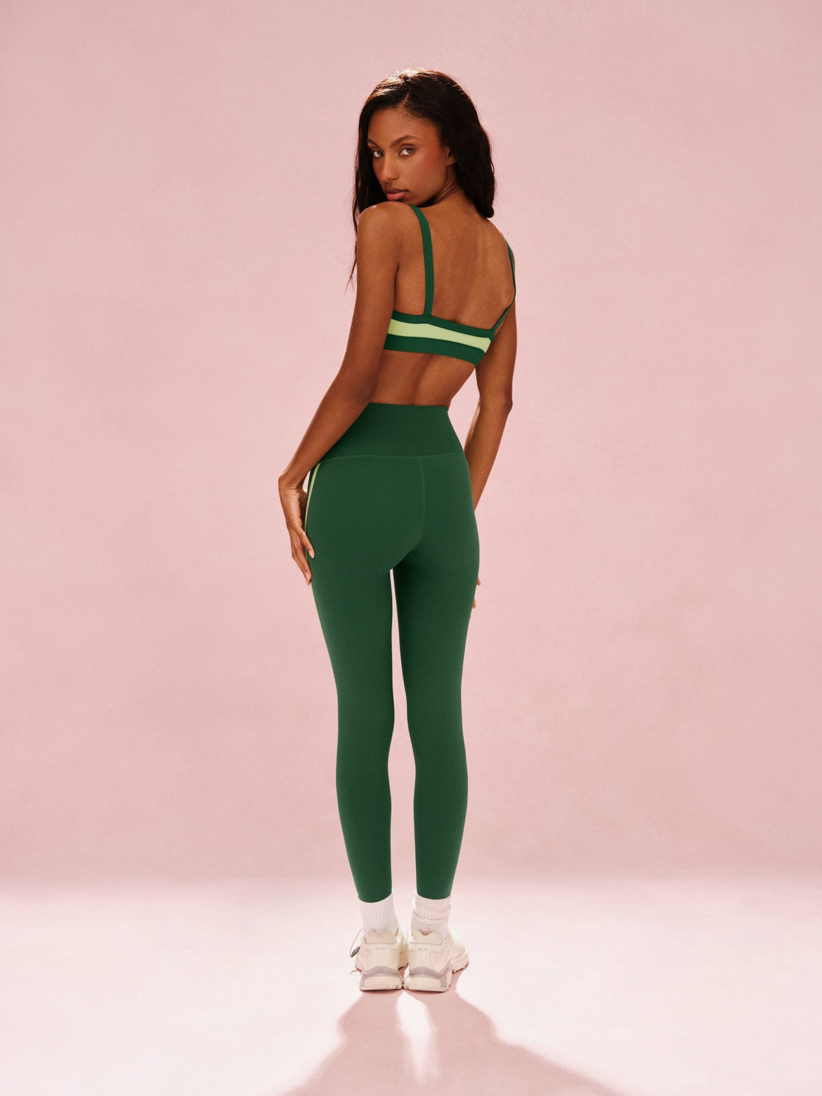 SET ACTIVE SPORTBODY® SPORTY STRIPE LEGGINGS - LAWN
