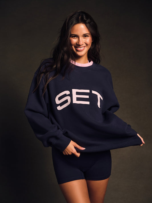 SET ACTIVE MIDWEIGHT SWEATS STAPLE SET LAYERED CREWNECK - CONFETTI