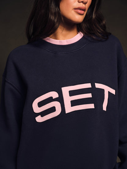 SET ACTIVE MIDWEIGHT SWEATS STAPLE SET LAYERED CREWNECK - CONFETTI