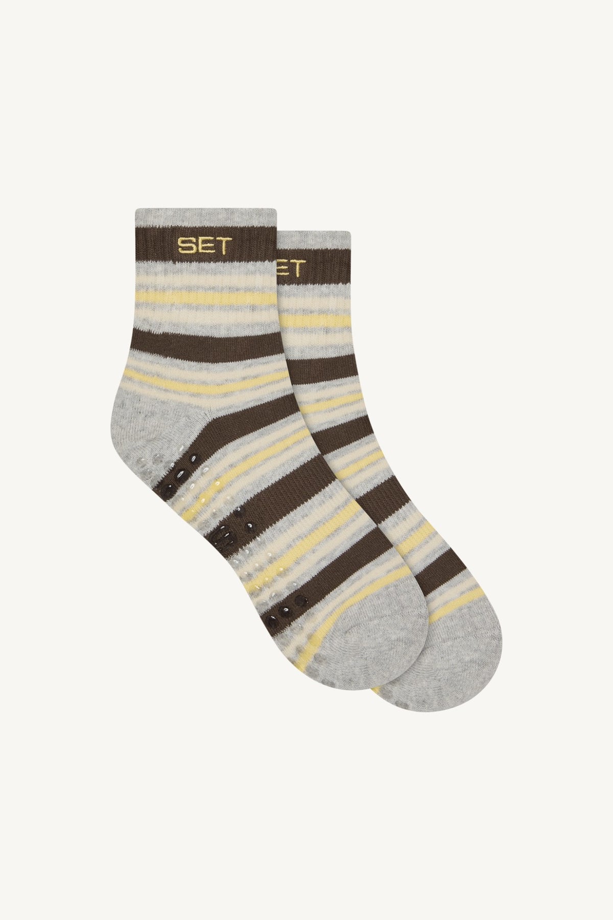 SET ACTIVE SET STRIPE SHORTY GRIP SOCKS - GRAIN
