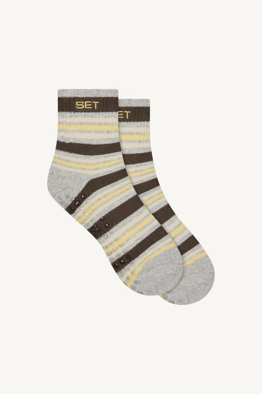 SET ACTIVE SET STRIPE SHORTY GRIP SOCKS - GRAIN